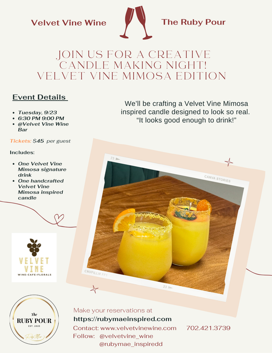 Velvet Vine Mimosa Candle Workshop